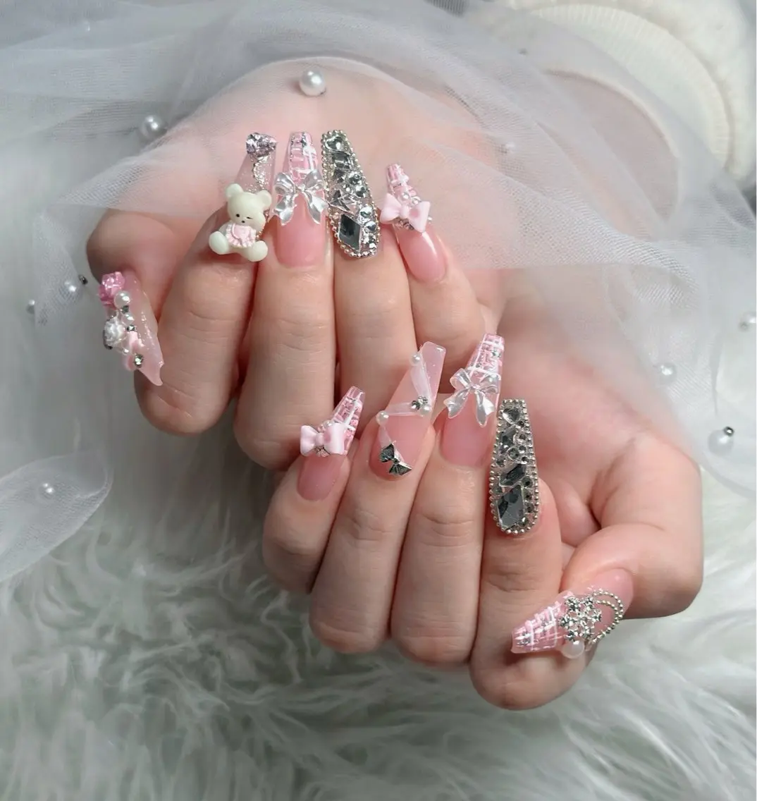 ネイル ハート キラキラネイル リボン ハンドネイル キノコ H.babynailのネイルデザイン