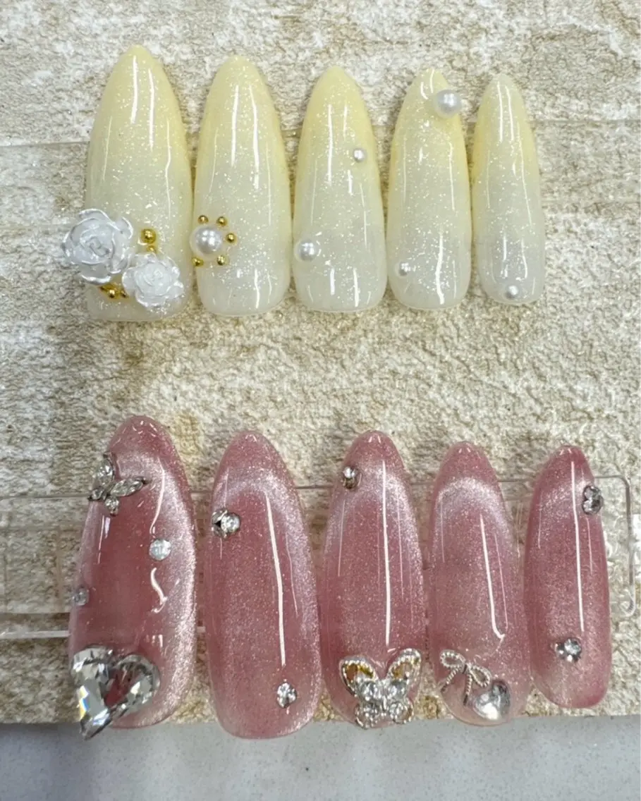 ネイル フレンチネイル ジェルネイル ガラスフレンチ マグネットネイル オフィスネイル Queeens nailのネイルデザイン