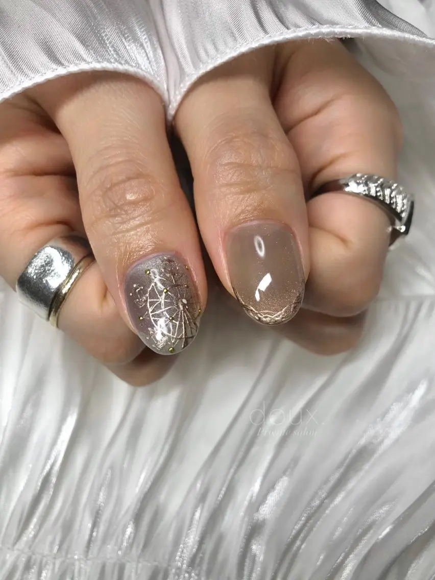 ネイル アートネイル 韓国ネイル マグネットネイル 大理石ネイル(マーブル) ミラーネイル doux. nailのネイルデザイン