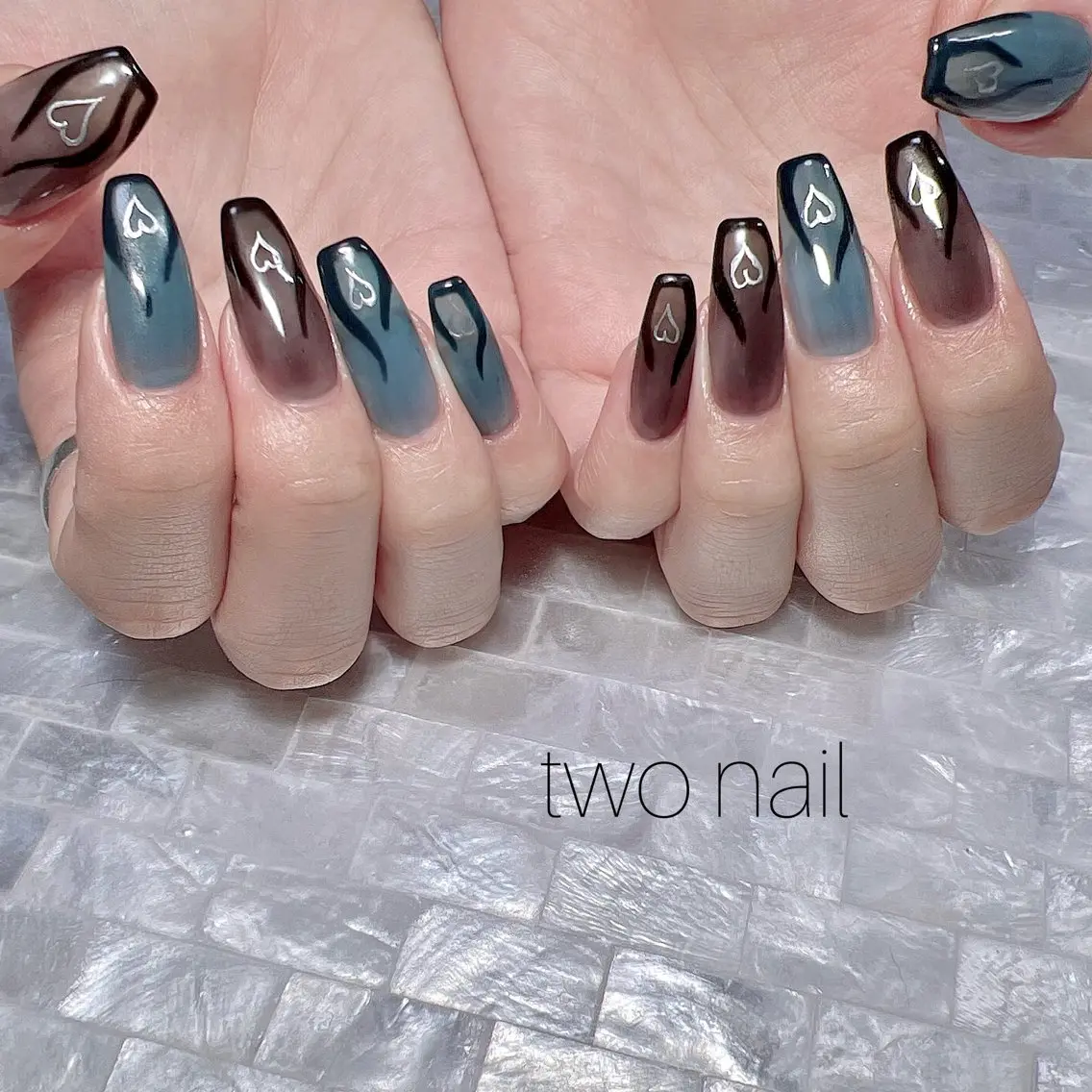 ネイル アートネイル ネイルチップ ホワイト ハンドネイル two nailのネイルデザイン
