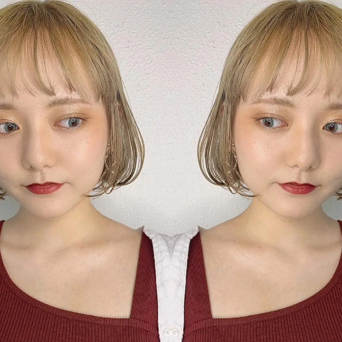 ミディアム ヘアアレンジ カラー ハイトーンカラー ボブ カット ヘアカラー 竹内啓太 ボブのヘアスタイル