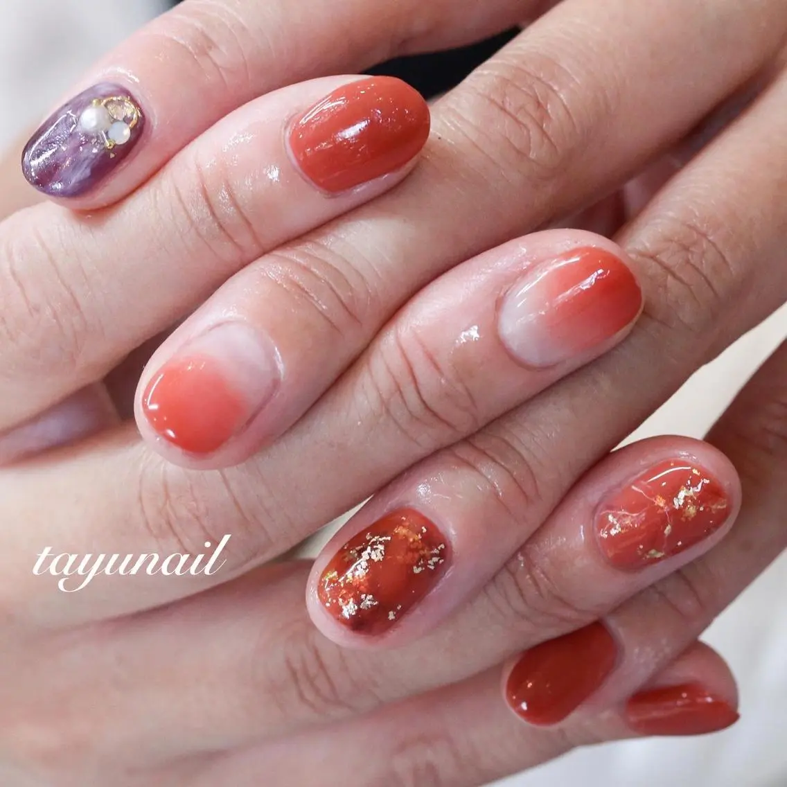 ネイル アートネイル べっ甲ネイル ジェルネイル グラデーション 氷ネイル・うるうるネイル ネイルサロン 【たゆnail】のネイルデザイン