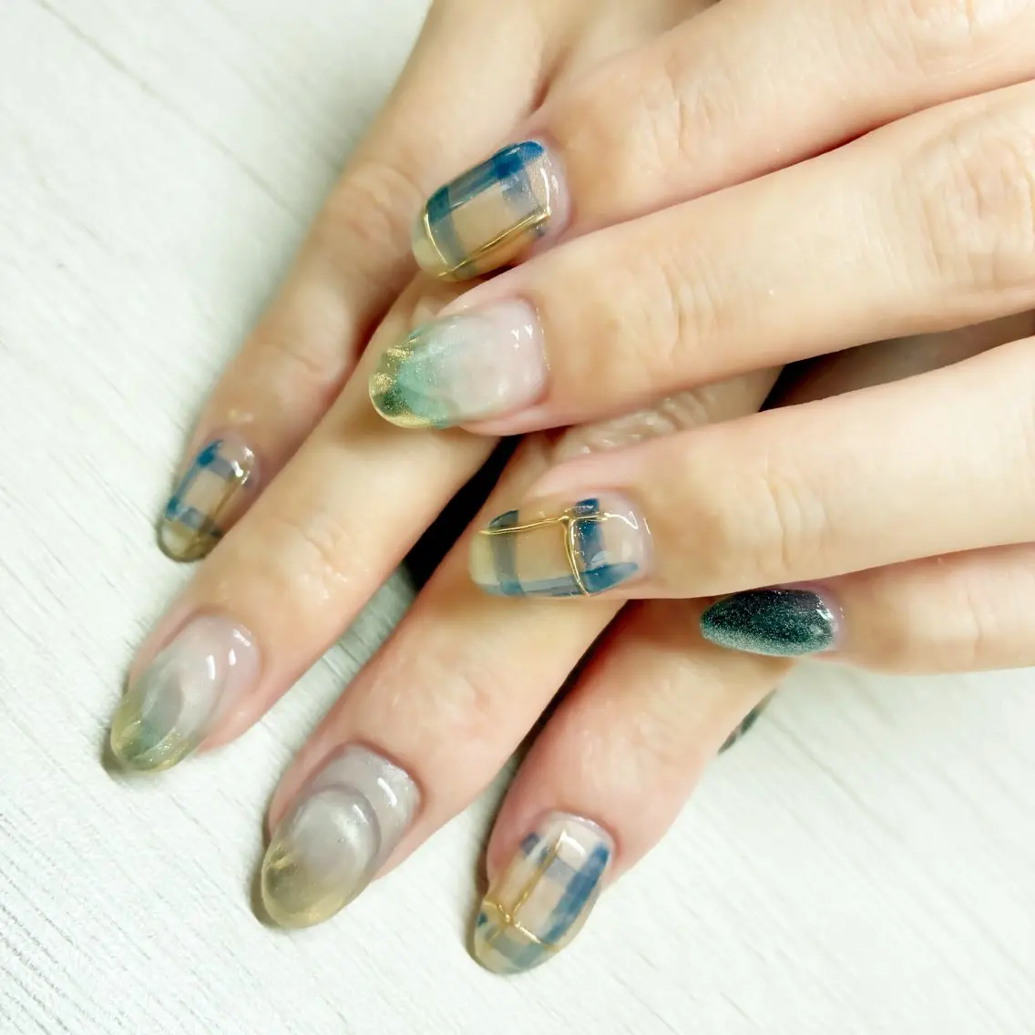 ネイル ブルー 持ち込み nail_salon Tulipのネイルデザイン