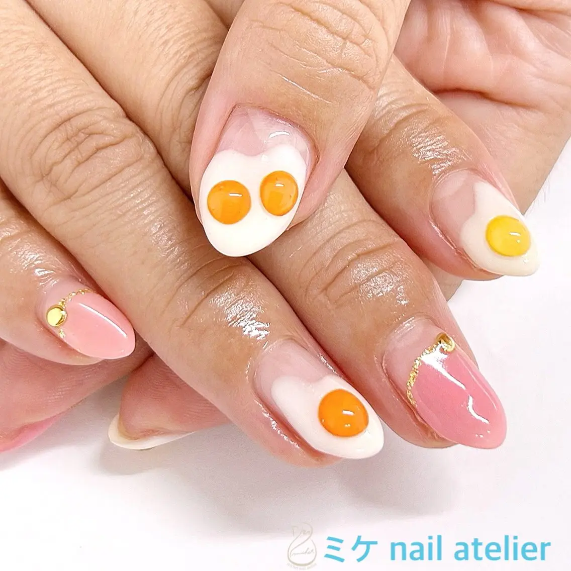ネイル フレンチネイル ジェルネイル ゴールド ピンク ホワイト ハンドネイル h. rikaのネイルデザイン