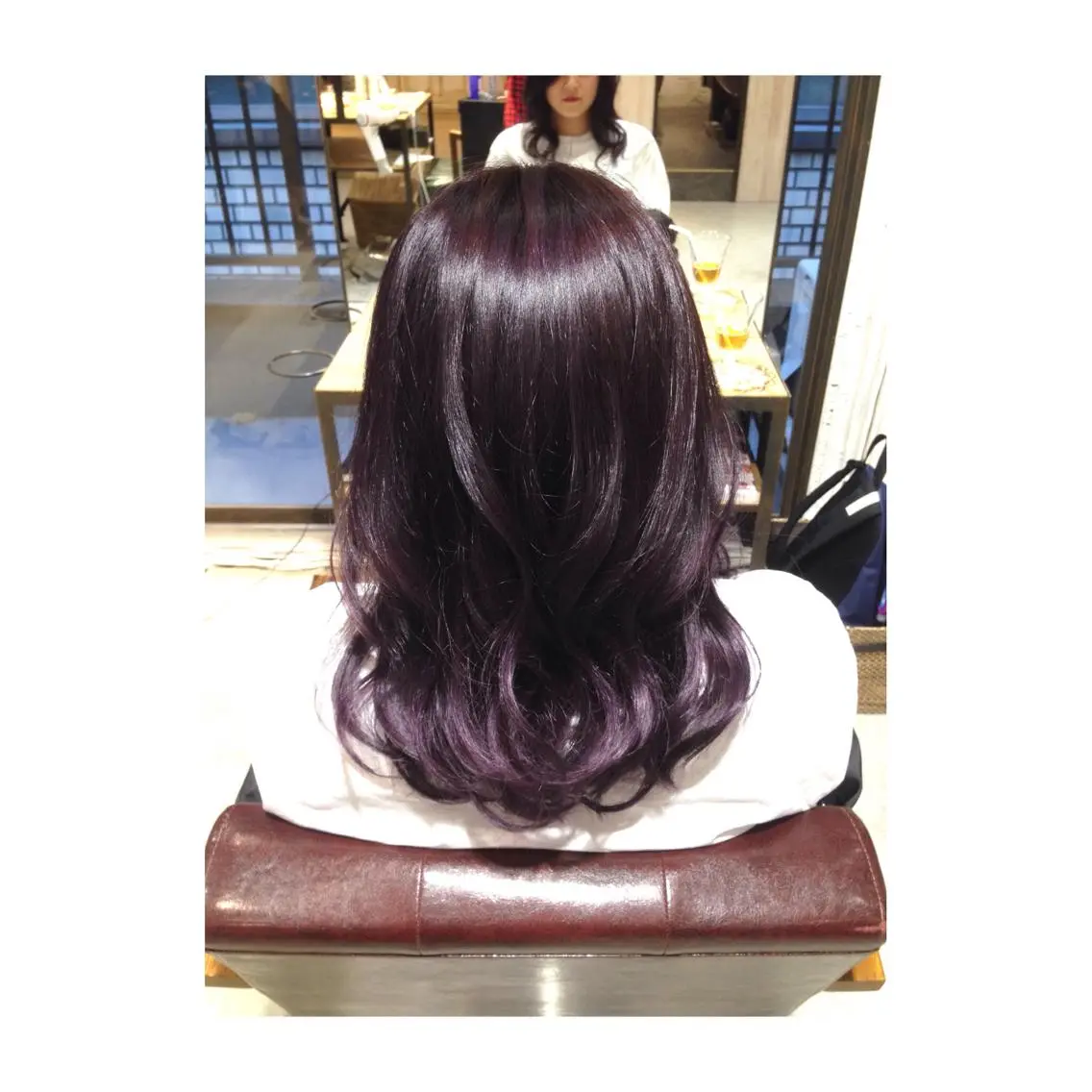 ミディアム セミロング ロング カラー パーマ アオガミ （前髪顔周りカット）のヘアスタイル