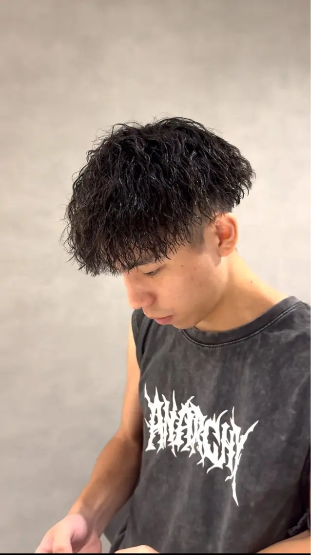 パーマ メンズ カット パーマ 坂梨 健斗のヘアスタイル