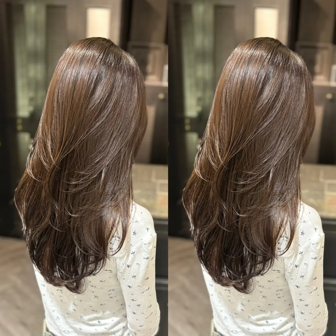 セミロング カット ヘアカラー トリートメント 🎀レイヤーカット 光沢カラー🎀飯田のヘアスタイル