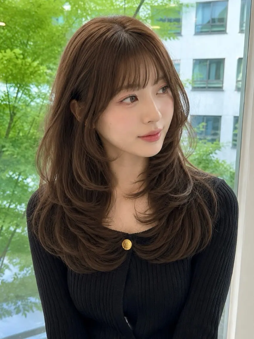 ロング カラー カット ヘアカラー トリートメント レイヤー× 顔まわり/MIUのヘアスタイル