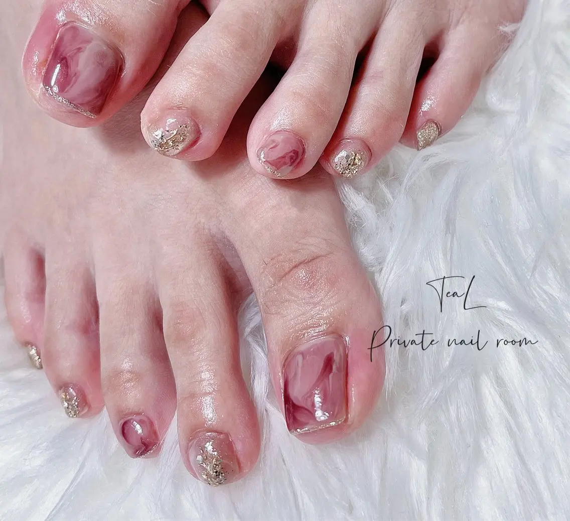 ネイル フットネイル ニュアンスネイル シンプルネイル TeaL nailのネイルデザイン