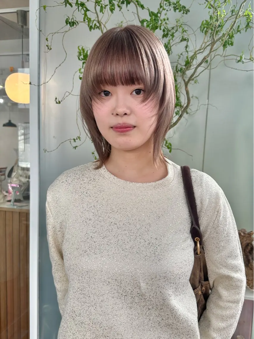 ミディアム カラー 顔周りカット レイヤーカット 磯　亜由香🌼 ブリーチ/ボブカットのヘアスタイル