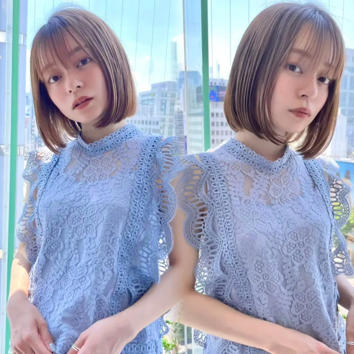 ミディアム ボブ 縮毛矯正 カット 縮毛矯正 HINA 仙台/ ボブ/縮毛矯正/韓国のヘアスタイル
