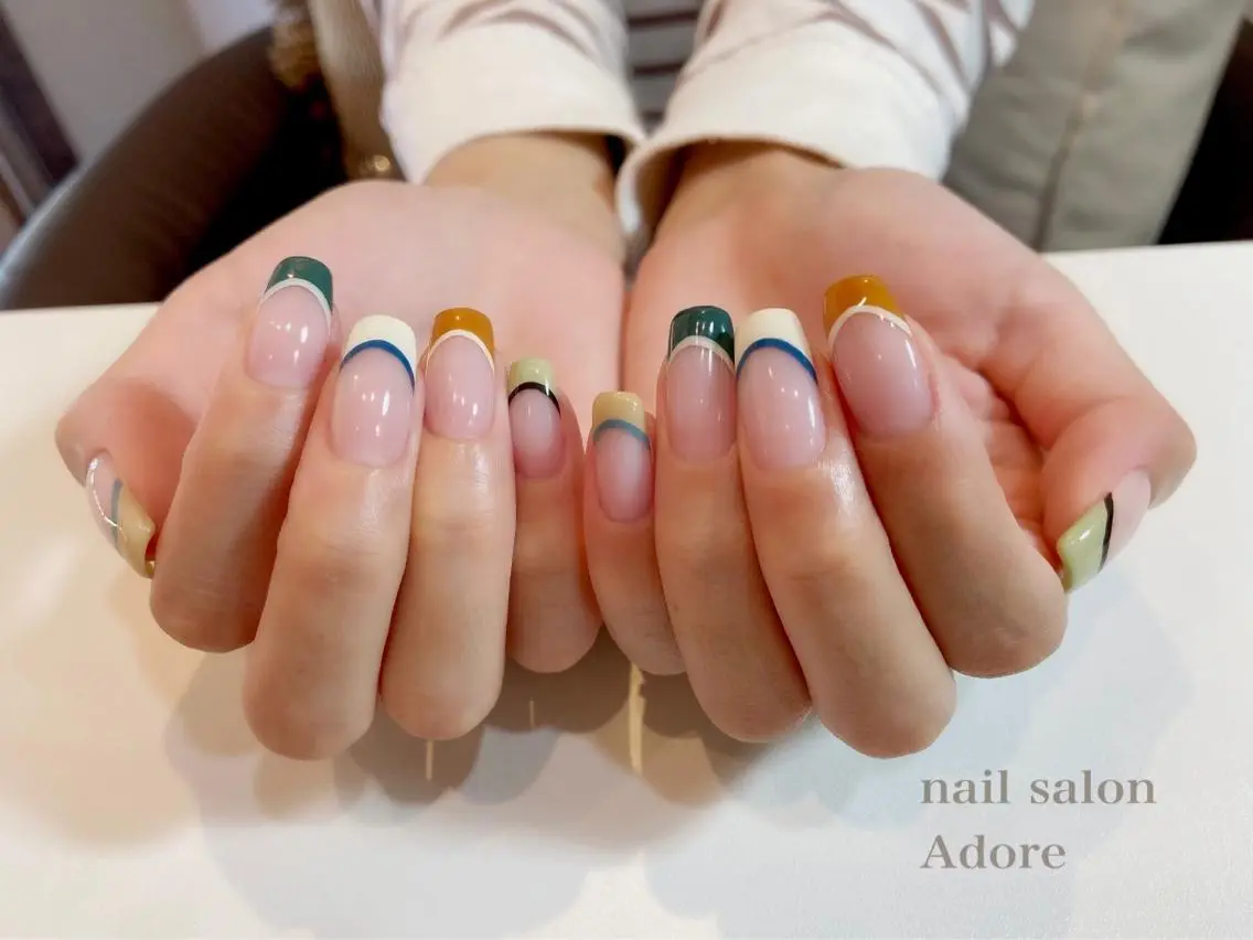 ネイル フレンチネイル ジェルネイル ミラーネイル ニュアンスネイル ワンカラーネイル Adore nailのネイルデザイン