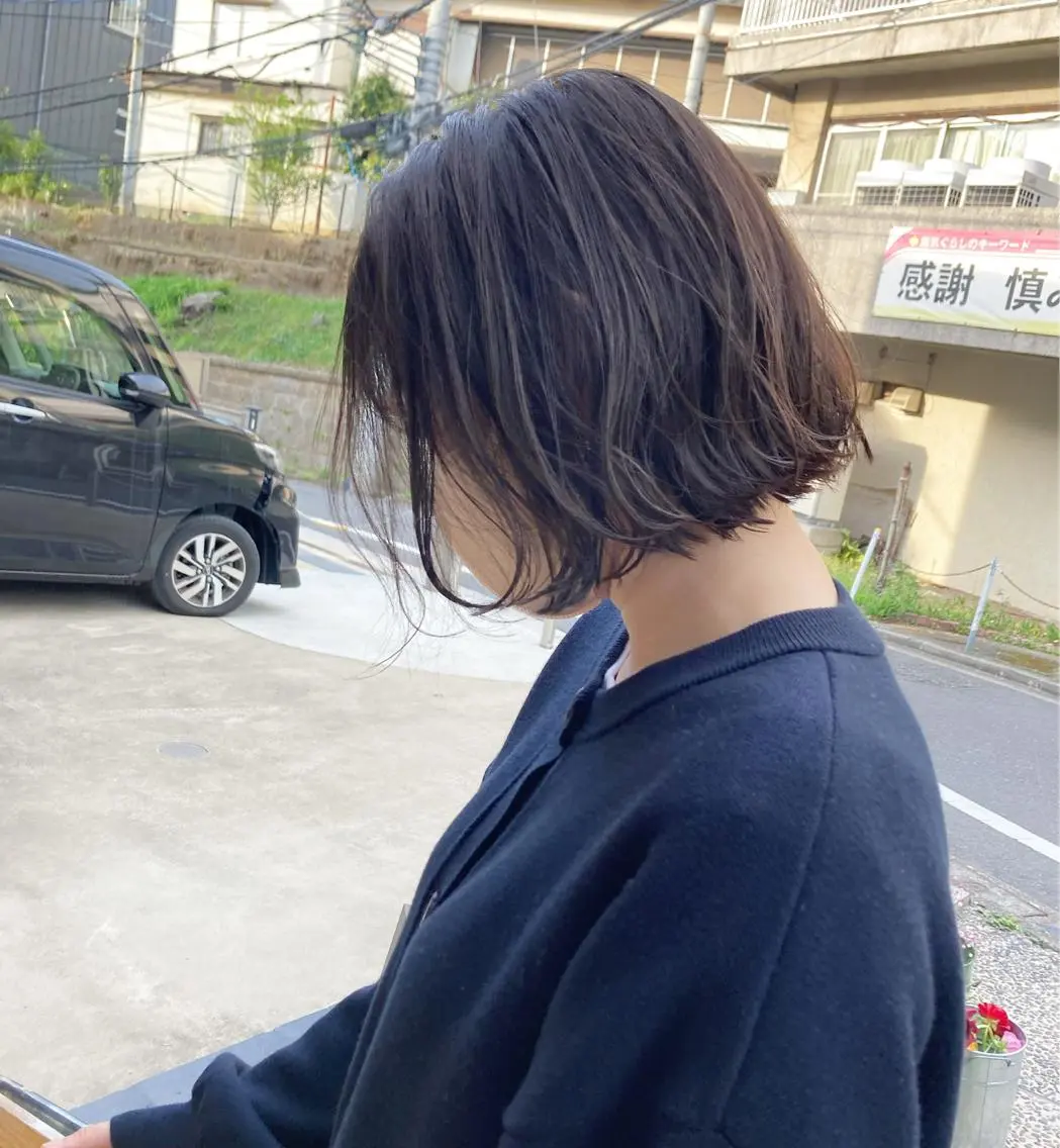 ショート ボブ ハイライト 姫カット おくれ毛 ✂︎岡根 京花✂︎のヘアスタイル