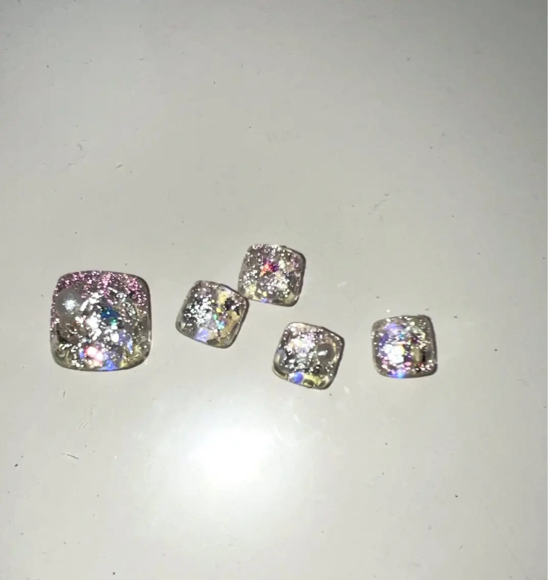 ネイル フットネイル ジェルネイル キラキラネイル ミラーネイル 春ネイル tamu nail 　金町のネイルデザイン