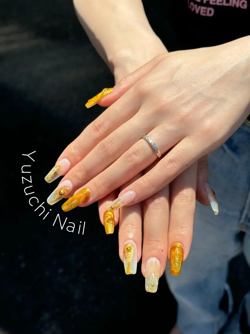 ネイル フットネイル 夏ネイル ワンホンネイル ハンドネイル ハンドケア Yuzuchi Nailのネイルデザイン