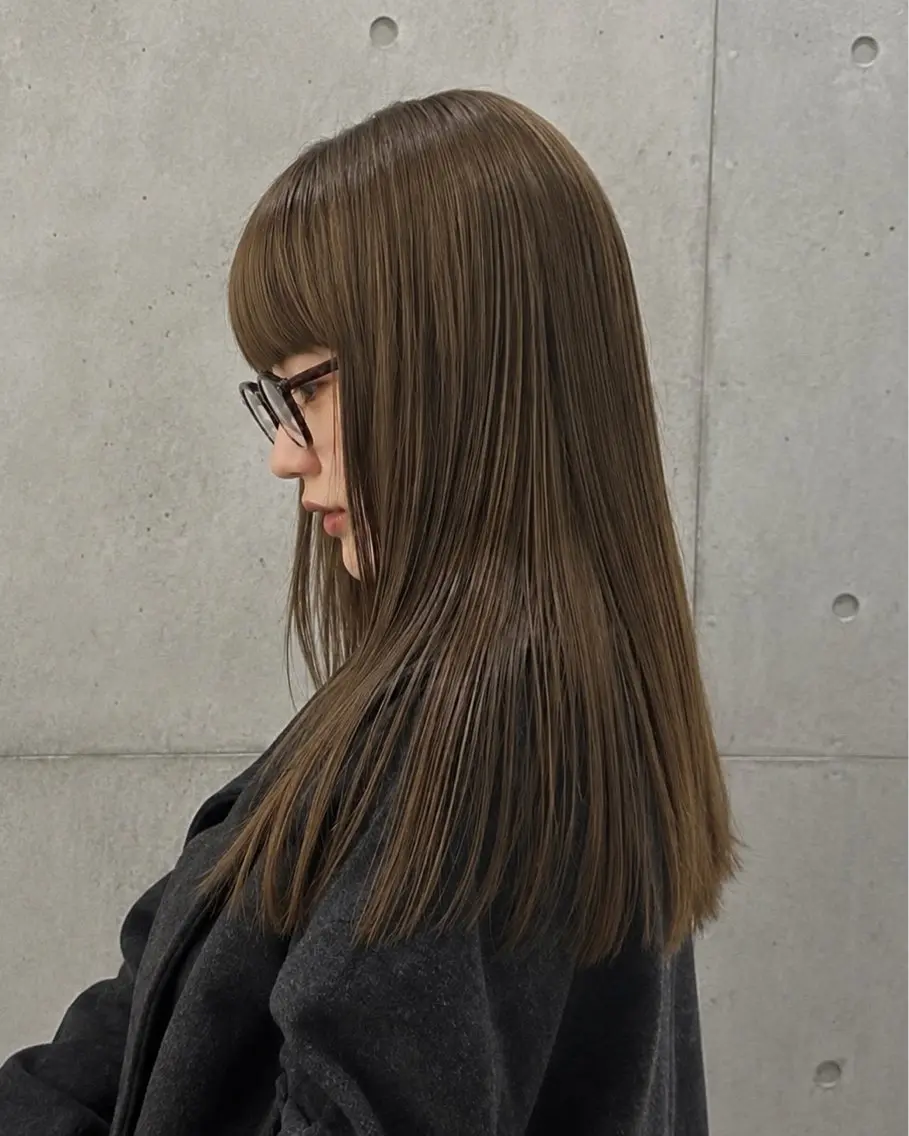 ミディアム カラー パーマ ヘアアレンジ ベージュカラー ブリーチ 透明感カラー グレージュ ブリーチなしカラー カット ヘアカラー トリートメント 🌱透明感カラー🌱 レイヤー/コウスケのヘアスタイル