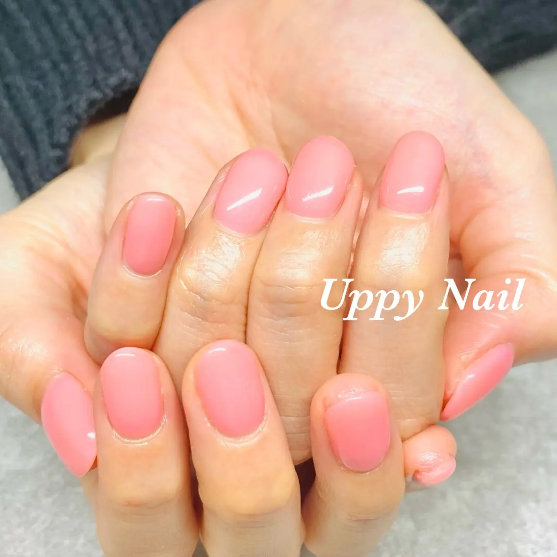 ネイル ワンカラーネイル ピンク 春ネイル ハンドネイル Uppy Nail ukyoのネイルデザイン