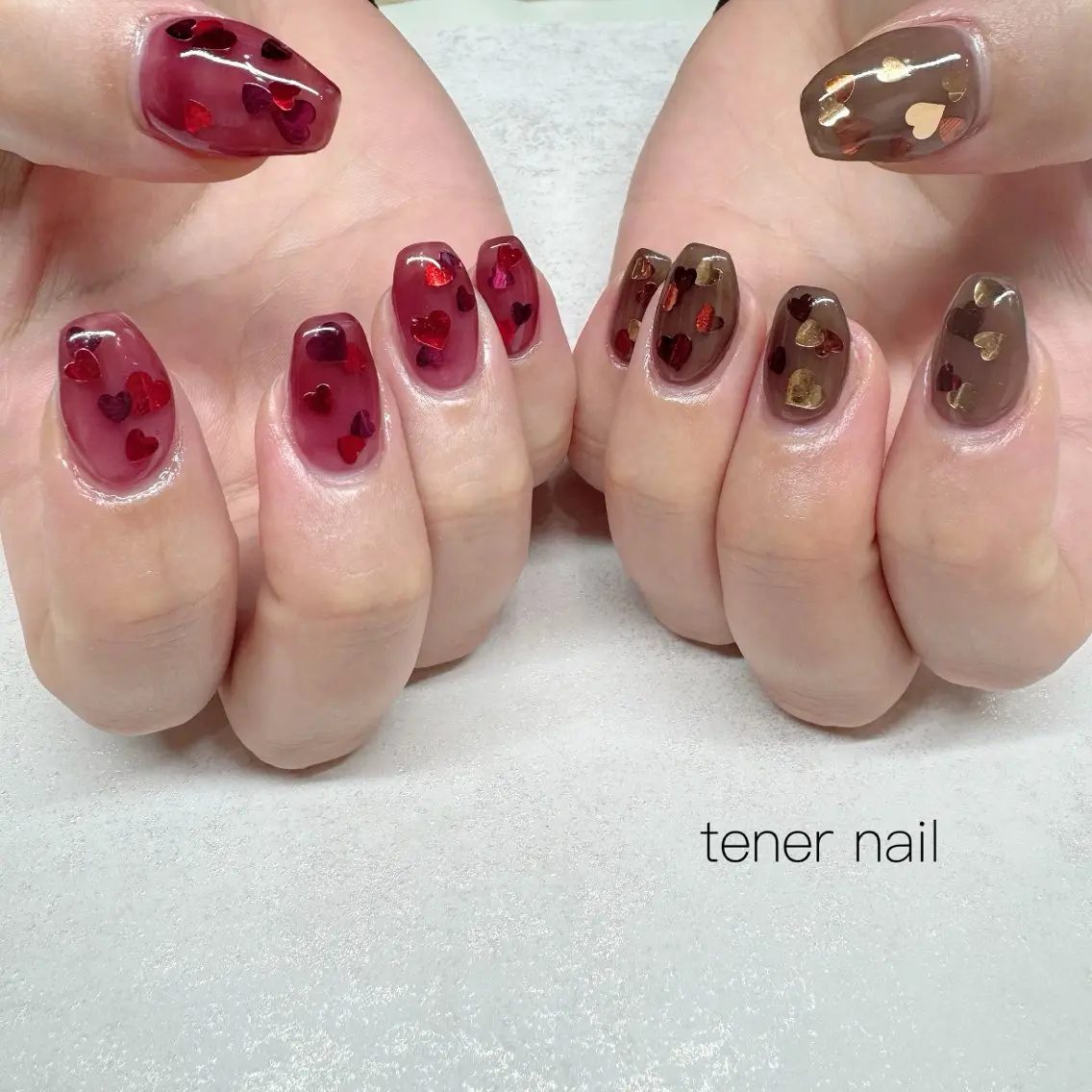 ネイル ハート ホログラムネイル ハンドネイル テネルネイル tener nailのネイルデザイン