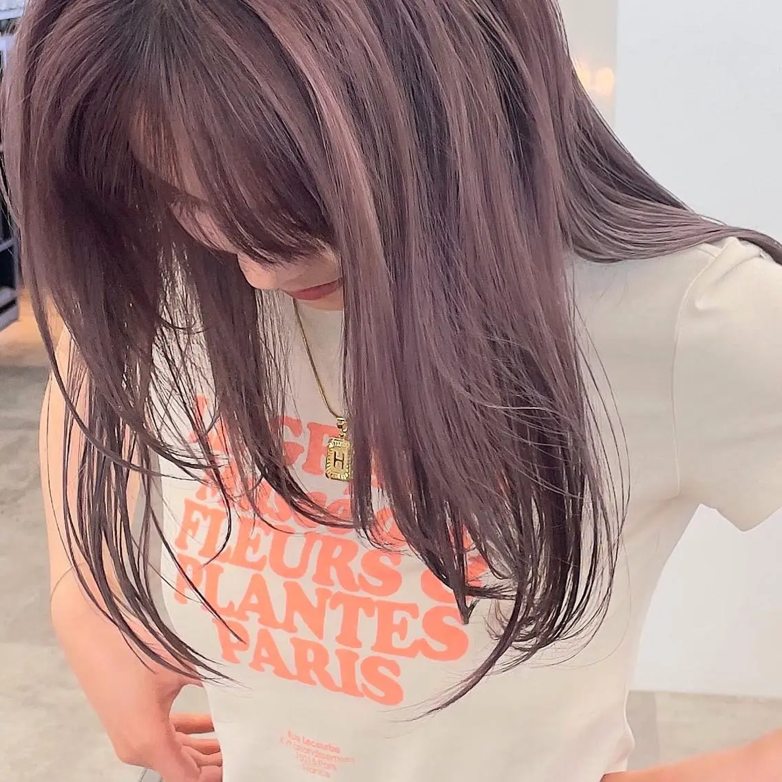 ロング カラー ヘアアレンジ アッシュ グレージュ ラベンダーカラー ラベンダーグレージュ ラベンダーアッシュ 【柔らか透明感✨/ 似合せ前髪】大石葉月のヘアスタイル