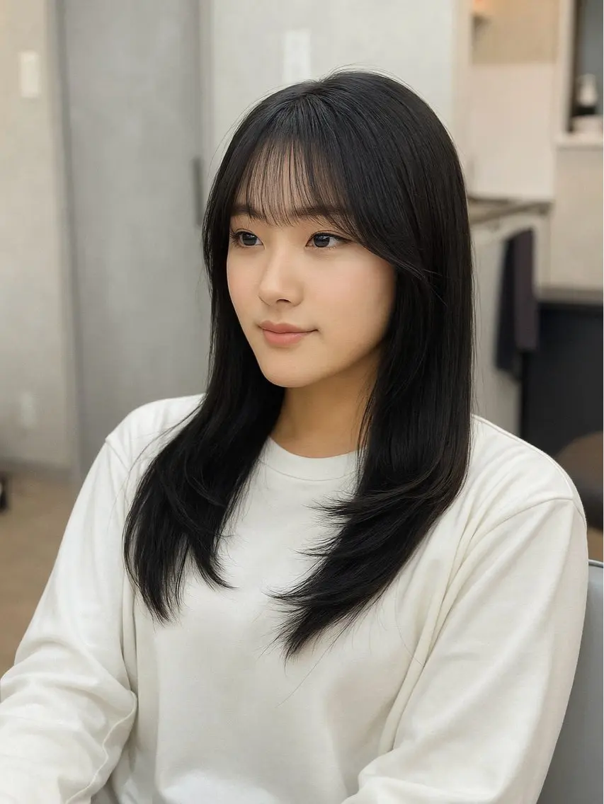 セミロング ヘアカラー トリートメント ✨レイヤーカット✨ 顔まわり✂️鎌倉楓麻のヘアスタイル