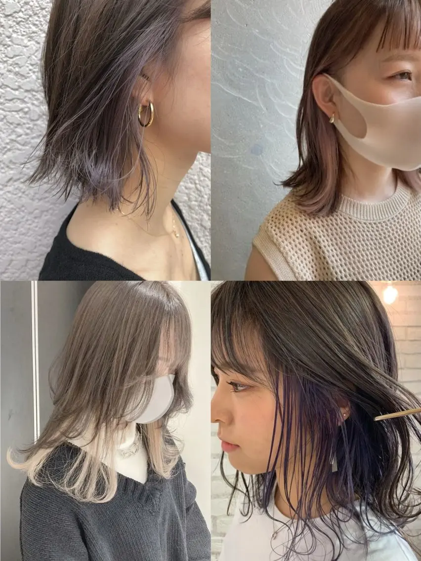 ミディアム カラー ベージュカラー 透明感カラー イヤリングカラー インナーカラー ピンクカラー 臺 佳連のヘアスタイル