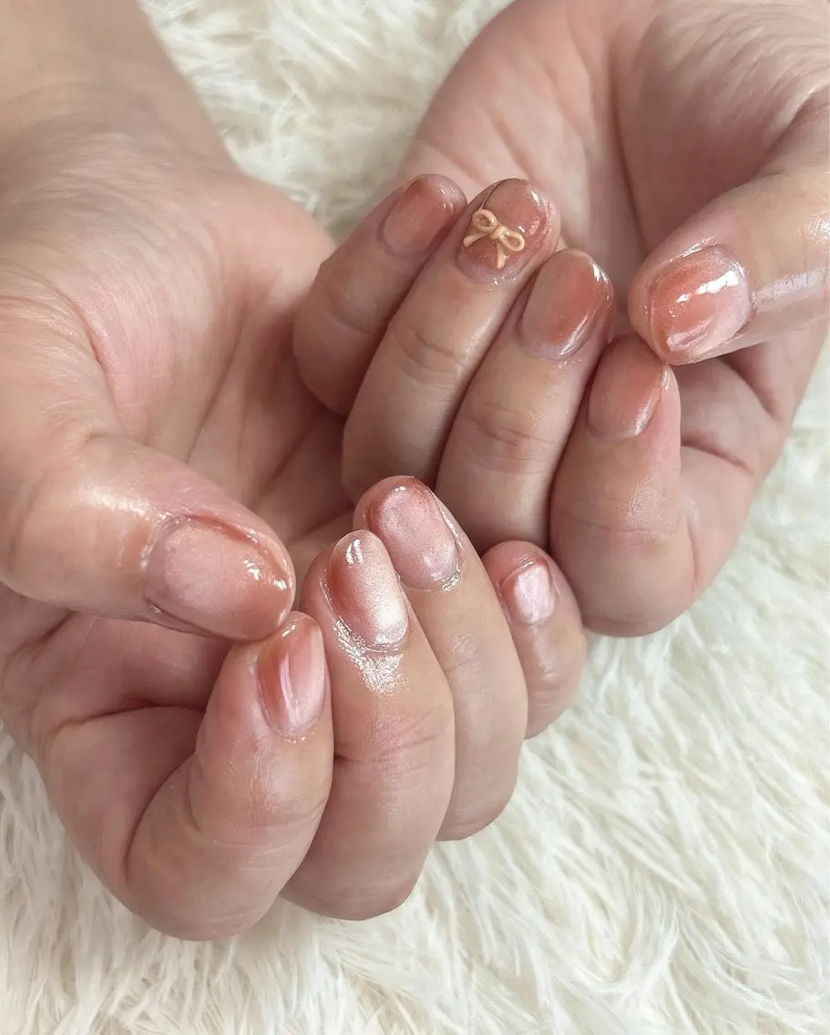 ネイル マグネットネイル リボン nail salon はるりのネイルデザイン