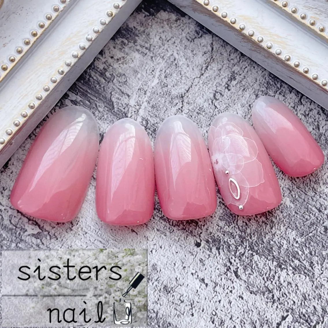 ネイル アートネイル フラワーネイル グラデーション オフィスネイル ピンク sisters nail.fのネイルデザイン