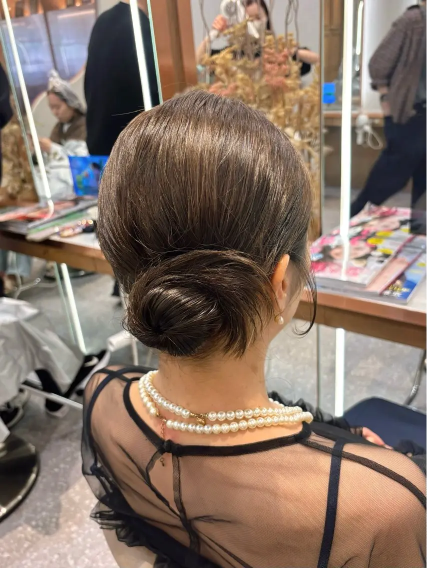 ミディアム カラー ヘアアレンジ カット ヘアカラー 梅田美容室 山崎海波のヘアスタイル