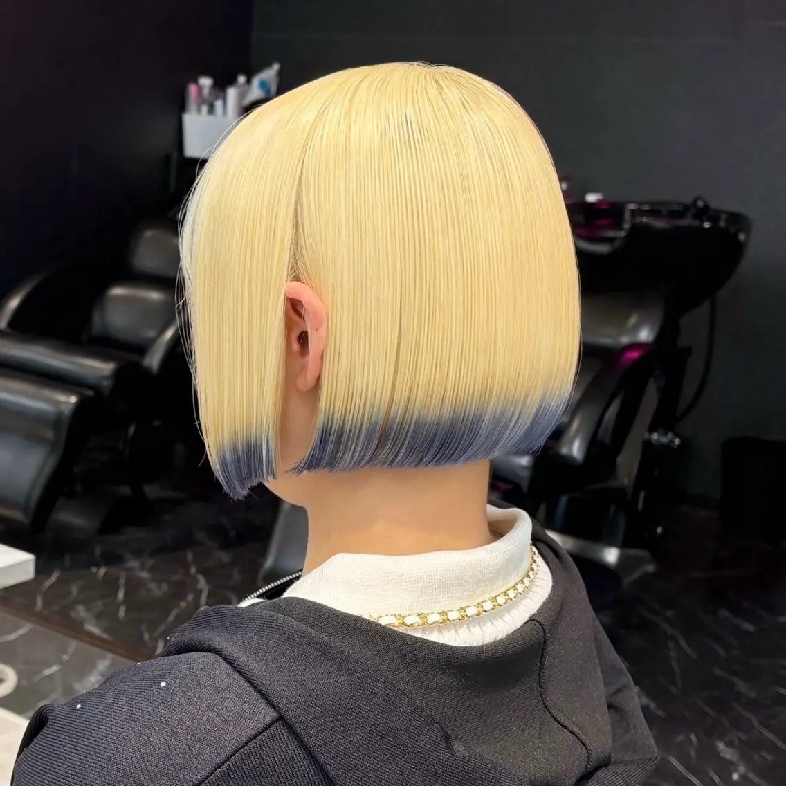 ミディアム カラー ブロンド ブルーカラー ヘアカラー トリートメント ヘアセット 色落ち綺麗🩰ハイ トーン🎀RINKAのヘアスタイル