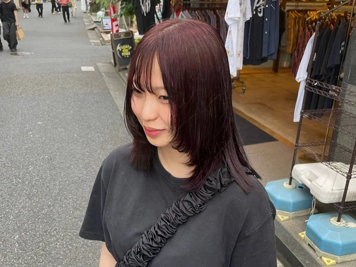 暗染め履歴OK👌🏻⸝⋆ 🌹透明感ワインレッド🌹【ブリーチなしカラー / ワインレッド / 下北沢】の写真
