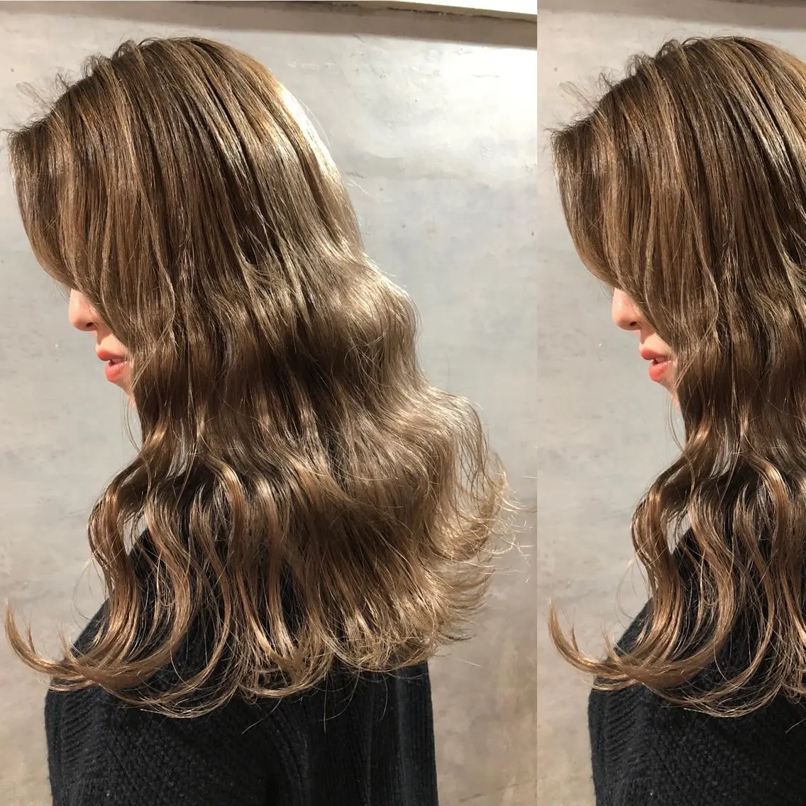 セミロング カラー グレージュ ラベンダーカラー ラベンダーグレージュ ラベンダーグレー ヘアカラー ツキノキ ミナのヘアスタイル