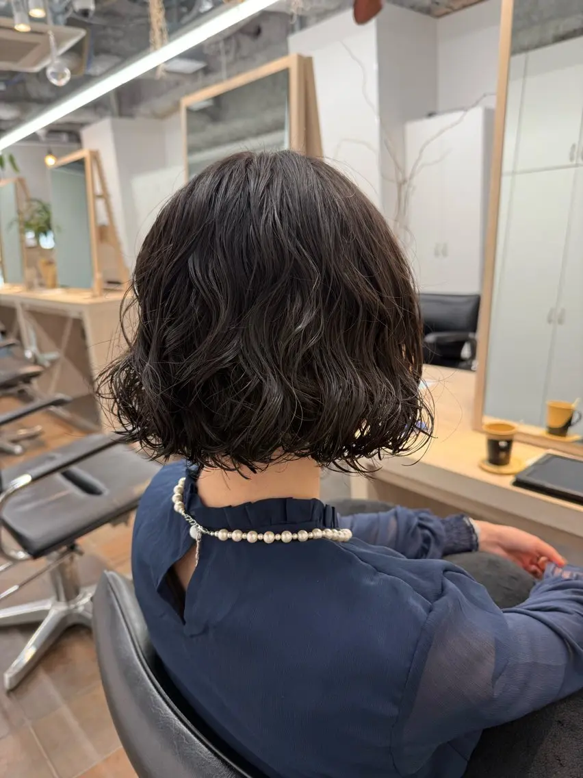 ミディアム ミディアムパーマ ボブ カット パーマ トリートメント miwa/ボブパーマ /モードボブのヘアスタイル