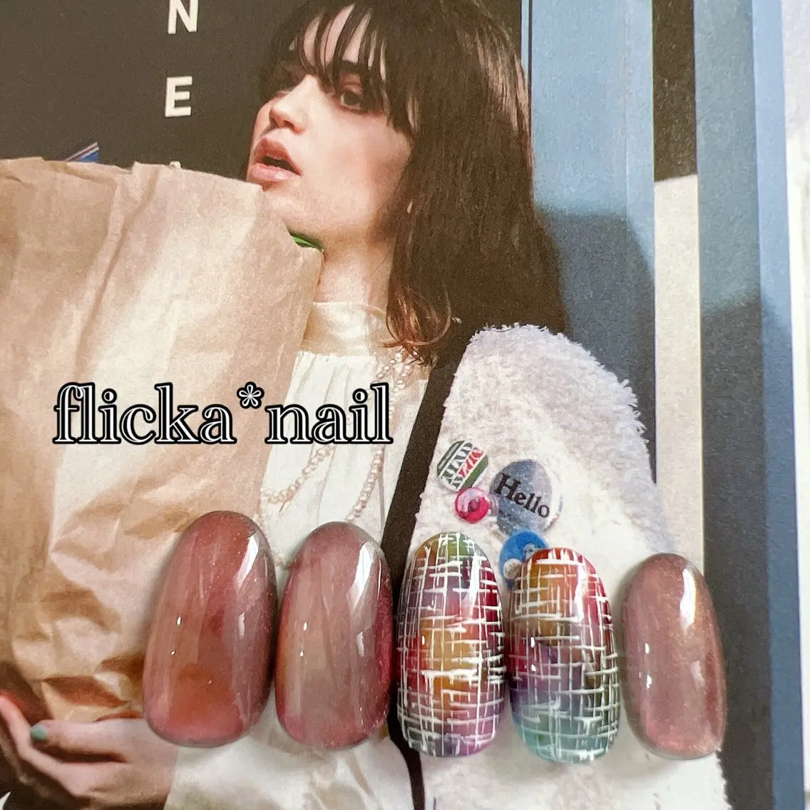 ネイル マグネットネイル ツイードネイル ハンドネイル flicka* nailのネイルデザイン