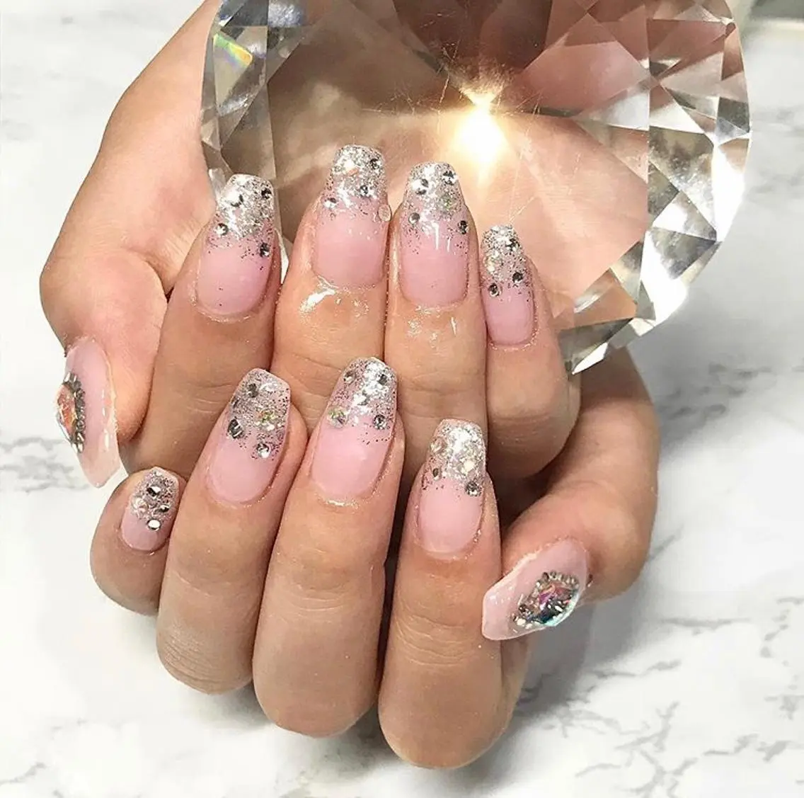 ネイル 渋谷／チップ長さ出し 👑アプレgel-xのネイルデザイン