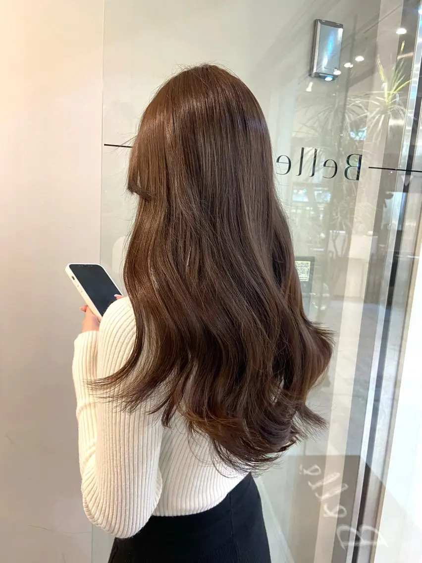 ロング カラー ベージュカラー ショコラベージュ ダメージレス美容師 🌱水島侑理のヘアスタイル