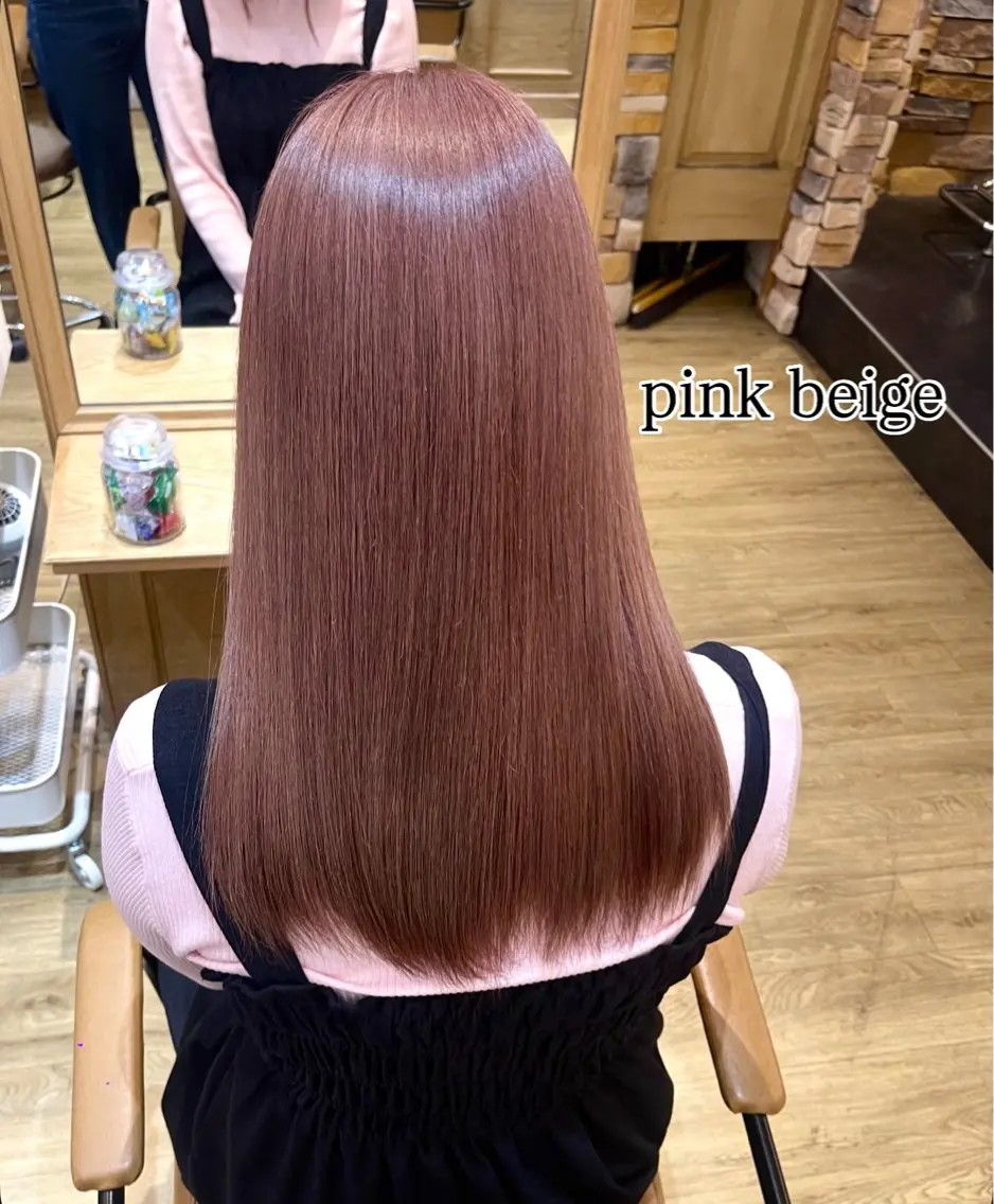 セミロング カラー ベージュカラー ブリーチ ダブルカラー ピンクカラー ピンクベージュ 🌻shuka/ケア カラーで絹髪/新宿のヘアスタイル