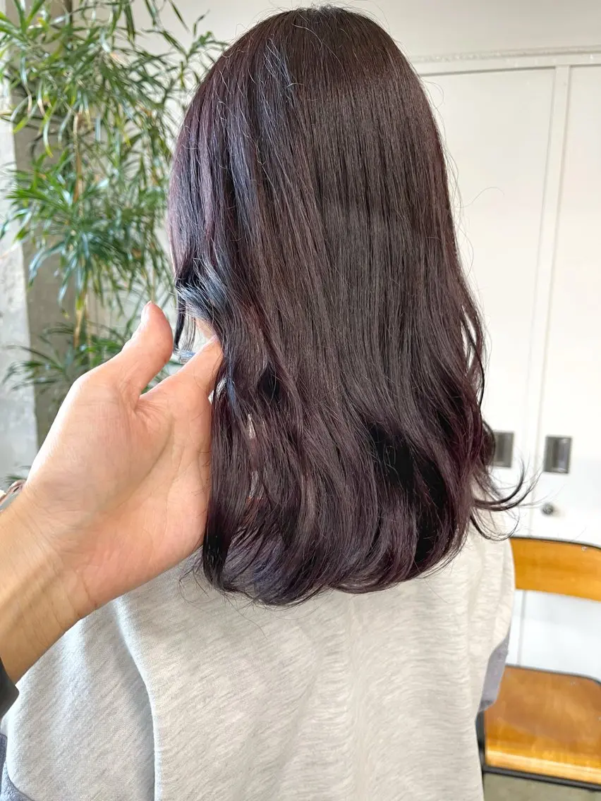 セミロング カラー ラベンダーカラー ラベンダーピンク ピンクカラー 小木曽智美 /ボブ/ショートのヘアスタイル