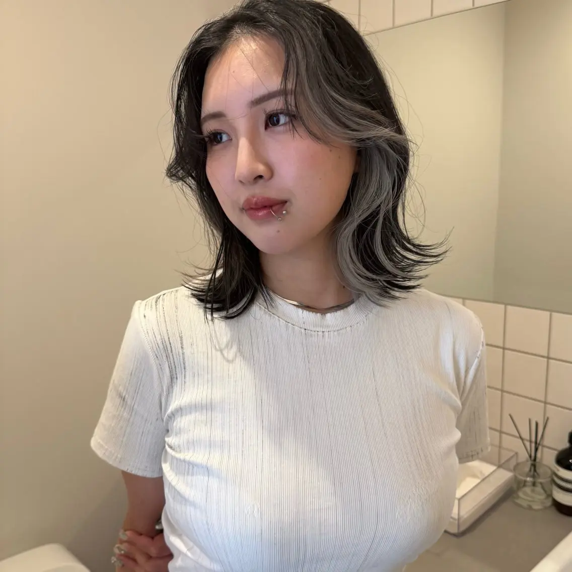 ミディアム ヘアカラー 舟橋耀/ブリーチカラ ー/レイヤーカットのヘアスタイル