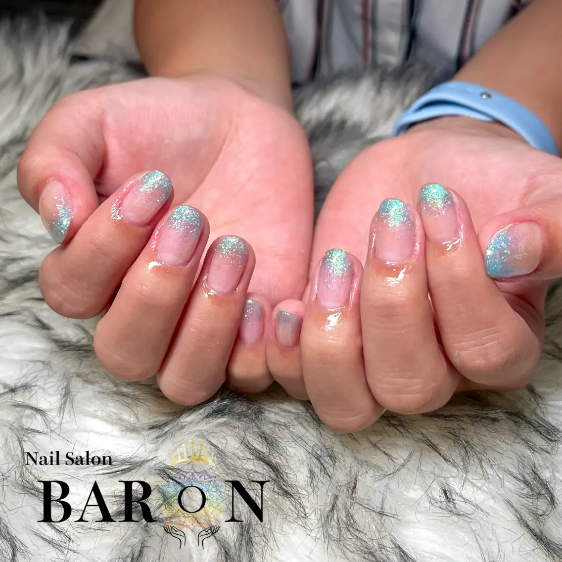 ネイル ブルー ラメ(グリッター) ハンドネイル ☆SAKI☆ BARON 店長のネイルデザイン