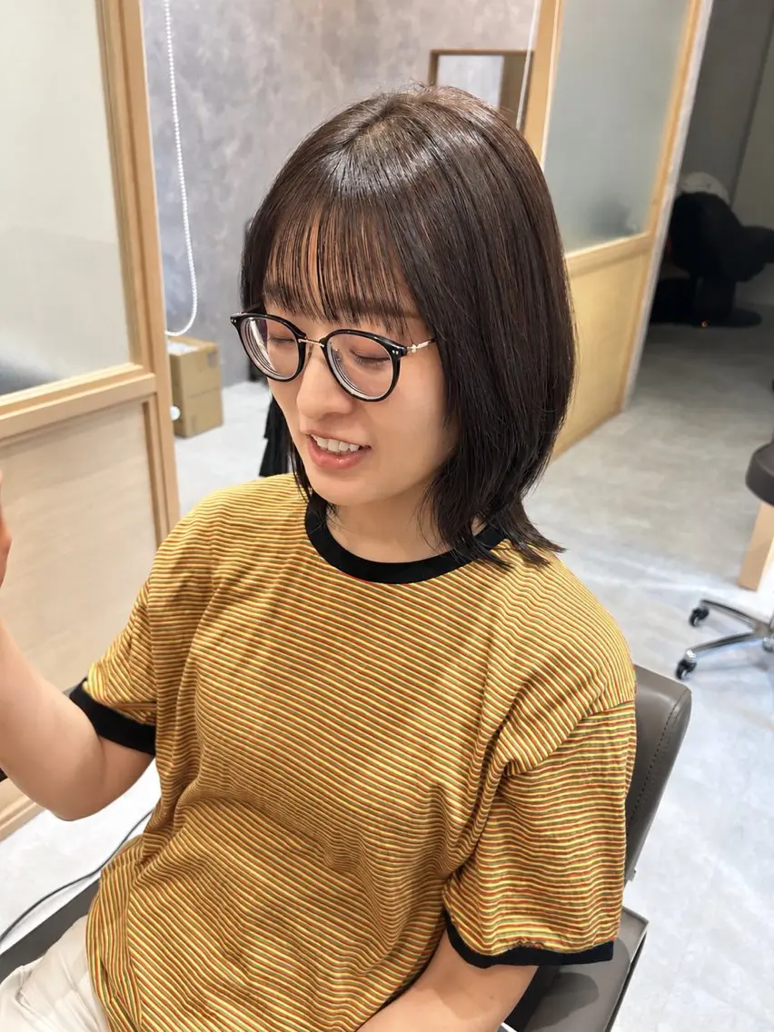 ミディアム カラー ブリーチ ケアブリーチ ケアカラー くびれヘア カット ヘアカラー トリートメント ヘッドスパ 久木原 ゆりのヘアスタイル