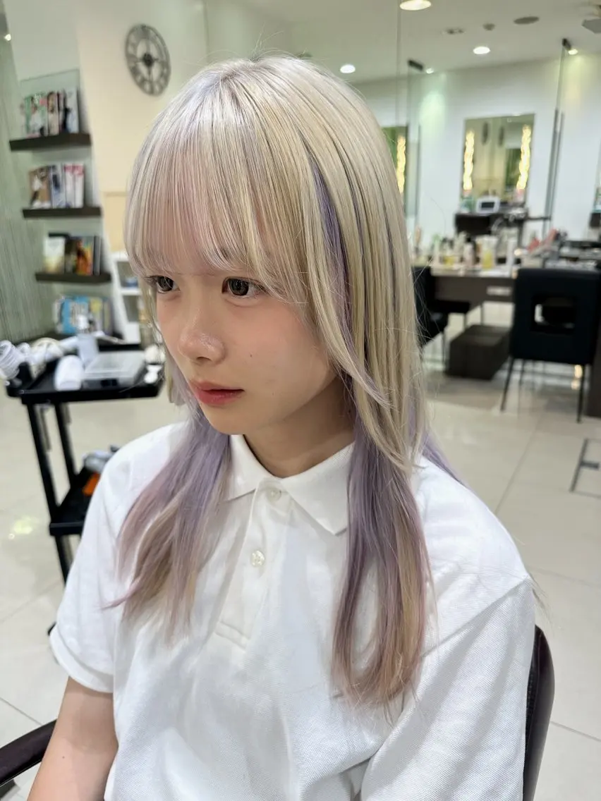 セミロング カット ヘアカラー 日曜日空きあり‼️ 艶々カラー🩷のヘアスタイル