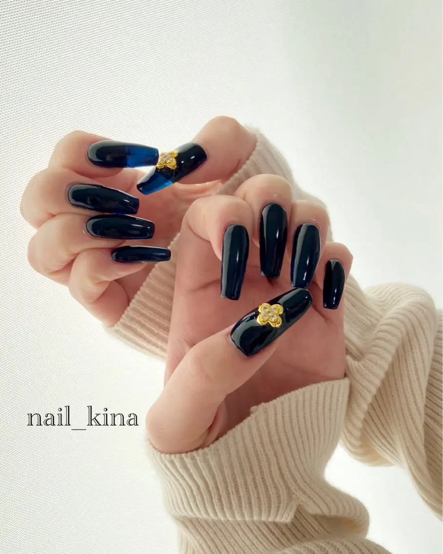 ネイル ネイビー ワンカラーネイル nail_ kinaのネイルデザイン