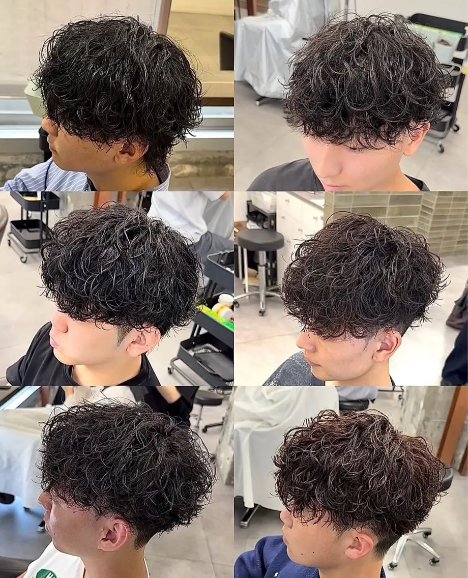 カット＋パーマ波巻き、毛流れパーマの写真