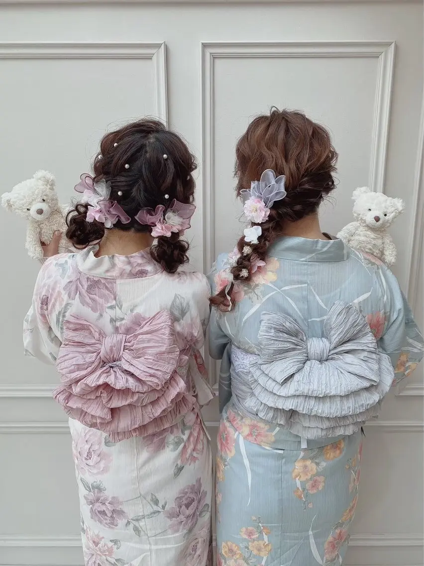 【着付け+ヘアセット】夏イベントに大人気🎐持ち込み着付け+ヘアセット👘🩵の写真