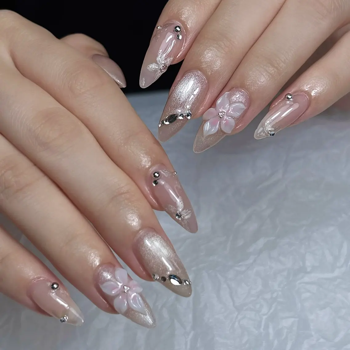 ネイル 長さ出し キラキラネイル 韓国ネイル ロングネイル 夏ネイル ハンドネイル Sully Nail Labのネイルデザイン