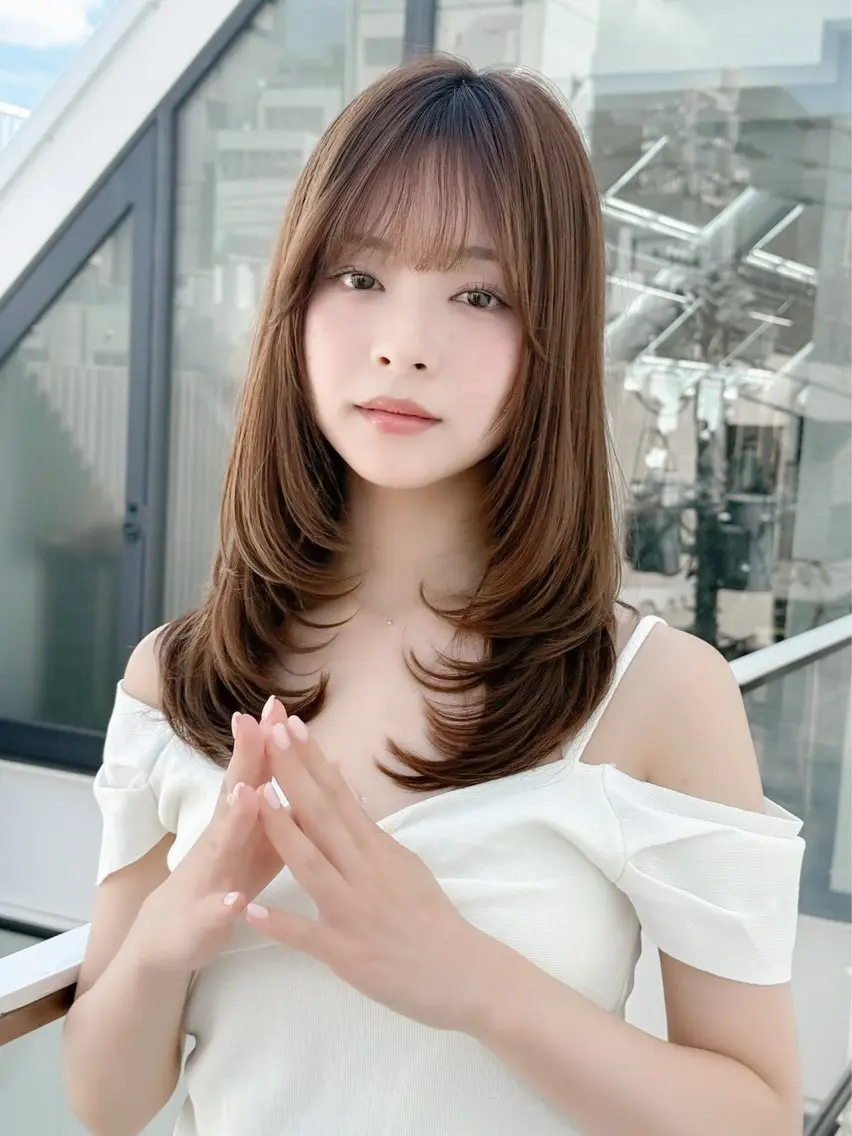 ミディアム カット ヘアカラー トリートメント 久米 春輝のヘアスタイル