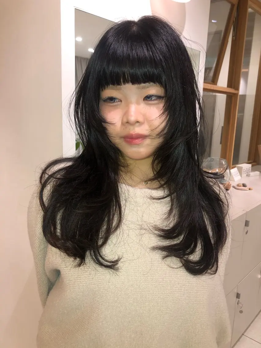 ロング ハッシュカット ベージュカラー/透明 感カラー/るか☘️のヘアスタイル