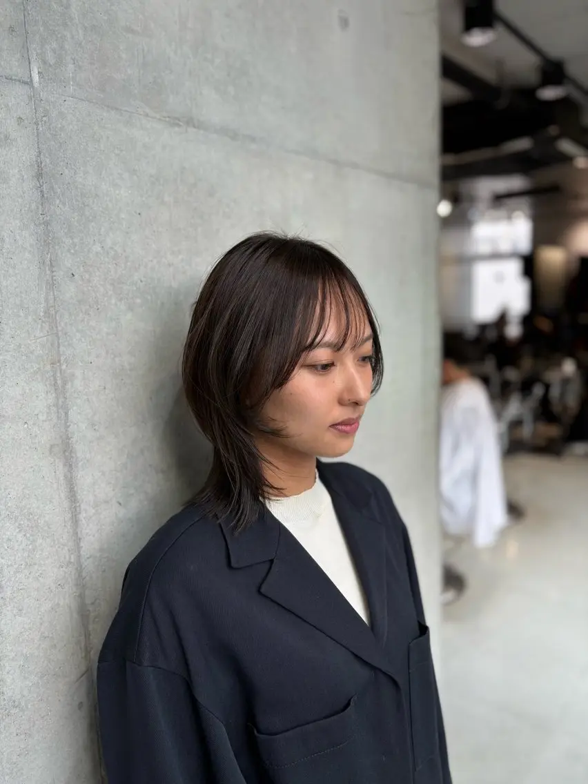 ミディアム カラー パーマ カット ヘアカラー トリートメント レイヤー/グレージュ 髪質改善/コウスケのヘアスタイル