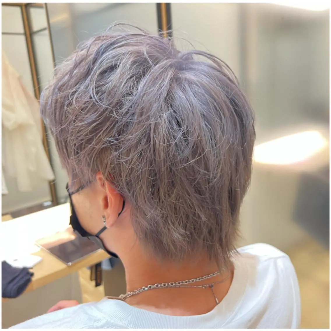 ショート カラー メンズ ラベンダーカラー ラベンダーグレー まちだ ひとみのヘアスタイル