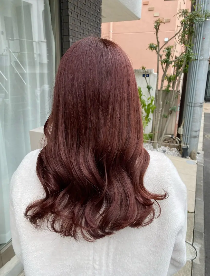 セミロング カラー ベージュカラー ピンクカラー ピンクベージュ カット ヘアカラー トリートメント グレージュ/レイヤー /韓国ヘア/RISAのヘアスタイル
